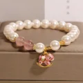 Strawberry Quartz & Pearl Horse Bracelet - Joy & Grace