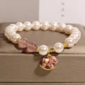 Strawberry Quartz & Pearl Horse Bracelet - Joy & Grace