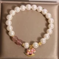 Strawberry Quartz & Pearl Horse Bracelet - Joy & Grace