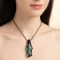 Handcrafted Natural Fluorite Crystal Point Wrapped Pendant - Image 2