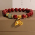 Cinnabar & Jade Lotus Bracelet - Spiritual Protection Gift