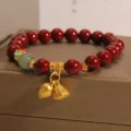 Cinnabar & Jade Lotus Bracelet - Spiritual Protection Gift - Image 3