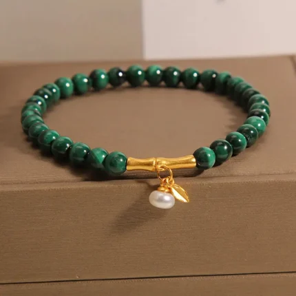 Malachite Bamboo Bracelet - Healing Energy & Prosperity