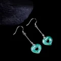 Jadeite Heart Earrings - S925 Silver Drop Love Amulet - Image 3
