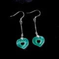 Jadeite Heart Earrings - S925 Silver Drop Love Amulet - Image 2