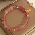 Strawberry Quartz Bracelet - Pink Pixiu for Love & Wealth - Image 3