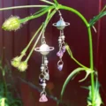Tanfog Celestial Saturn Earrings | Rainbow Fluorite Raw Stone Dangles - Image 2