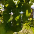 Tanfog Celestial Saturn Earrings | Rainbow Fluorite Raw Stone Dangles - Image 5