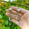 Tanfog Celestial Saturn Earrings | Rainbow Fluorite Raw Stone Dangles - Image 3