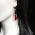 Tanfog Gothic Bat Teardrop Earrings  Vampire Aesthetic Dark Red Dangles - Image 2