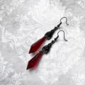 Tanfog Gothic Bat Teardrop Earrings  Vampire Aesthetic Dark Red Dangles - Image 3