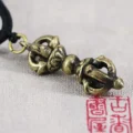 Tanfog Handcrafted Brass Vajra Necklace | Vintage Tibetan Dorje Protection Amulet - Image 4
