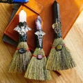 Tanfog Handcrafted Crystal Witch Besom | Spiritual Altar Broom Decor