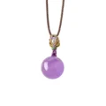 Tanfog Natural Amethyst & Citrine Crystal Ball Necklace | Minimalist Woven Cord Pendant - Image 3