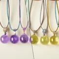 Tanfog Natural Amethyst & Citrine Crystal Ball Necklace | Minimalist Woven Cord Pendant