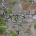 Tanfog Vintage Double Snake Knot Necklace | Gothic Serpent Teardrop Pendant