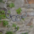 Tanfog Vintage Double Snake Knot Necklace | Gothic Serpent Teardrop Pendant - Image 4