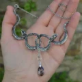 Tanfog Vintage Double Snake Knot Necklace | Gothic Serpent Teardrop Pendant - Image 3