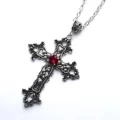 Tanfog Vintage Gothic Cross Necklace | Unisex Baroque Pendant with Gemstone