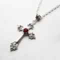 Tanfog Vintage Gothic Cross Necklace | Unisex Baroque Pendant with Gemstone - Image 4