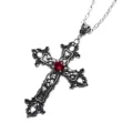 Tanfog Vintage Gothic Cross Necklace | Unisex Baroque Pendant with Gemstone - Image 3