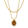 Tanfog Vintage Oval Medallion Necklace | Natural Tiger's Eye & Black Agate Pendant - Image 4