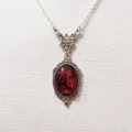 Tanfog Vintage Red Quartz Butterfly Necklace | Gothic Unisex Medallion Pendant