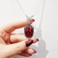 Tanfog Vintage Red Quartz Butterfly Necklace | Gothic Unisex Medallion Pendant - Image 2