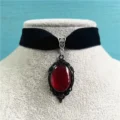 Tanfog Vintage Velvet Choker | Gothic Red Medallion Pendant Necklace